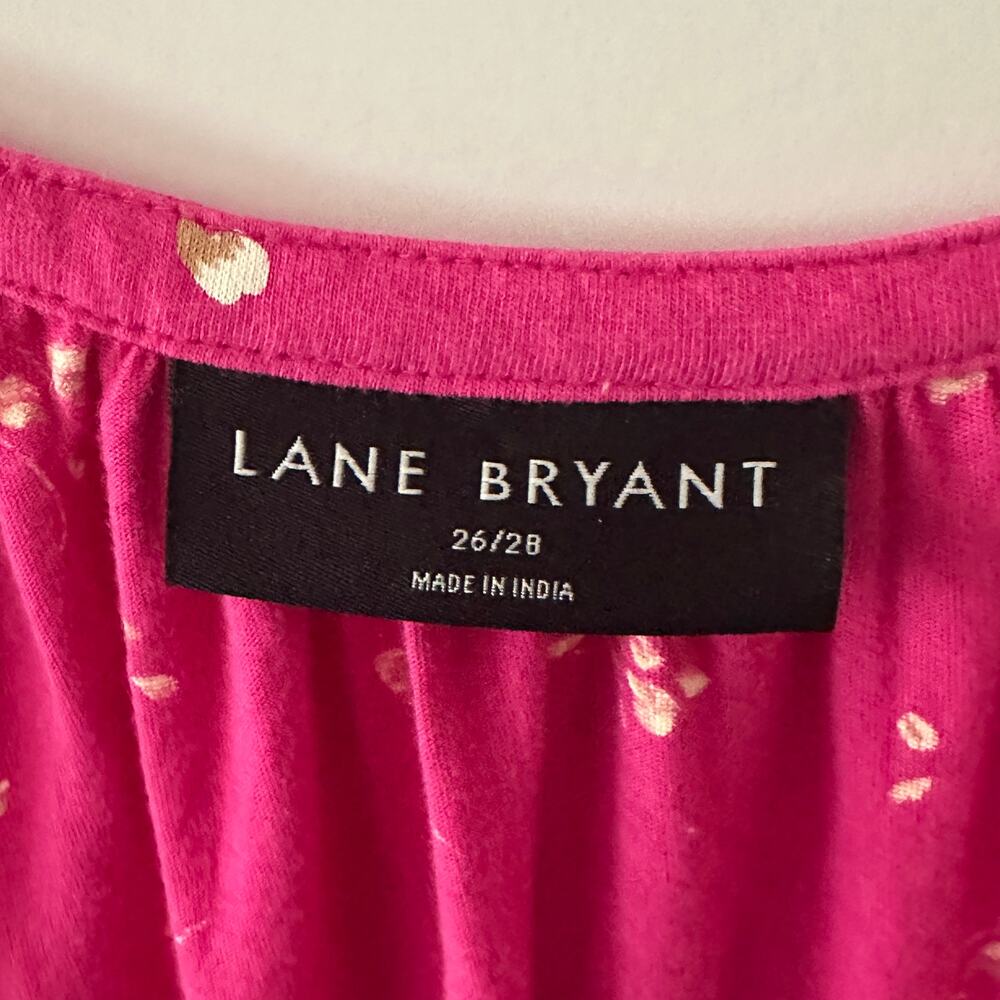 Lane Bryant Puff Sleeve Top Womens Size 26/28 Pink Floral Boho Blouse - Picture 5 of 9